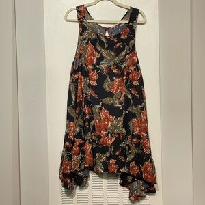 Grade & Gather dark floral slip swing mini dress